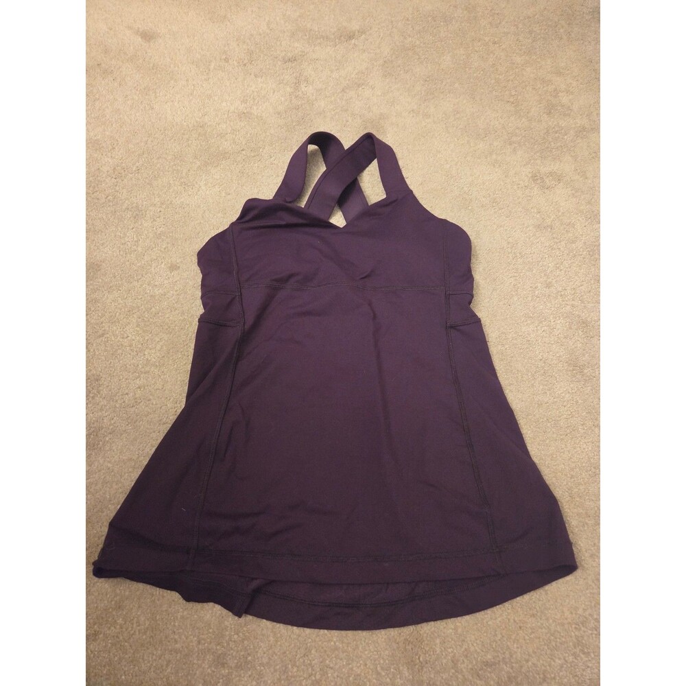 Lululemon "Push Your Limits" Athletic Crisscross Back Tank Top Dark Purple Sz 8